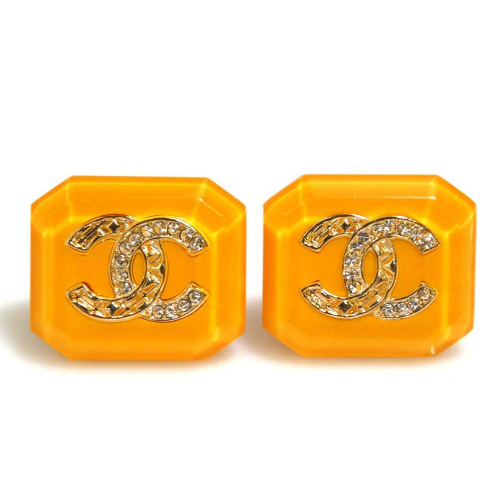 CHANEL Yellow Logo Earrings - Picture 1 of 8